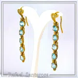 Sky Blue Topaz Vintage Drop Dangle Earrings, 18K Gold Filled Silver, Bridal Jewelry Gift