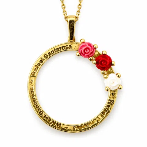Rose Flowers Alabaster Gems Floral Charm for Girls: Sterling Silver 18K Gold Filled Necklace
