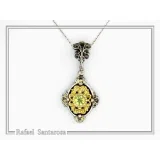 Genuine Peridot Byzantine Style Drop Necklace: Oxidized and 18K Gold Filled Sterling Silver