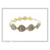Beaded Greek Coins Bracelet: Museum Replicas Coins Oxidised and 18k Gold Filled Sterling Silver