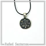 Extra Tiny Protection cross coin Jesus Christ Wins icxc nika necklace Talisman sterling silver.