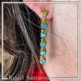 Sky Blue Topaz Vintage Drop Dangle Earrings, 18K Gold Filled Silver, Bridal Jewelry Gift