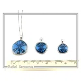 Chi Ro Christian Talisman Pendant: Sky Blue Enamel on Oxidized Sterling Silver Constantinato