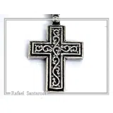 Oxidized Sterling Silver Men Cross Pendant: Byzantine Design Christian Necklace