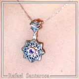 Byzantine Amethyst Filigree Detail Necklace: Oxidised and 18K Gold Filled Sterling Silver