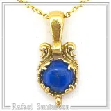 Lapis Lazuli Sterling Silver Necklace: 18K Gold-Filled Filigree, Pearl, Garnet, Peridot, Amethyst, Topaz