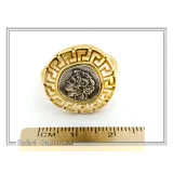 Alexander the Greek coin adjustable ring oxidized, and 18K gold filled sterling silver Greek Key