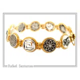 Greek Coins Museum Replicas Beaded Bracelet: 18K Gold-Filled and Oxidized Sterling Silver
