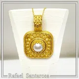 Genuine pearl Byzantine Filigree handmade Pendant: Sterling Silver 18K Gold Filled
