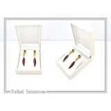 Olive Leaf Floral Dangle & Drop Earrings: Transparent Enamel, Natural Garnet, 18K Gold Filled Silver