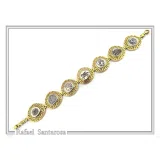 Ancient Greek Coin Greek key Beaded Bracelet: Oxidised and 18K Gold Filled Sterling Silver