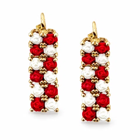 Rose Flowers alabaster gems pave Earrings: Sterling Silver Gold-Filled Floral Studs