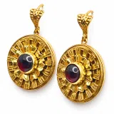 Ancient Greek Garnet Earrings, 18K Gold Filled Sterling Silver, Greek Museum Inspired