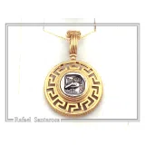 Athenian Owl Coin Pendant: 18k Gold-Filled Sterling Silver Greek Key Necklace