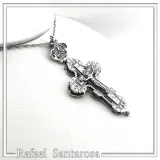 Reliquary Russian Type Cross Byzantine Cyrillic Prayer Pendant: Oxidised Sterling Silver Locket