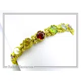 Natural Gemstone Multi stone Tennis Bracelet: Sterling Silver 18K Gold Filled Byzantine ornaments