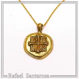 18k Gold Filled Sterling Silver Protection Christogram Cross Pendant: Christian Prayer Constantinato Charm
