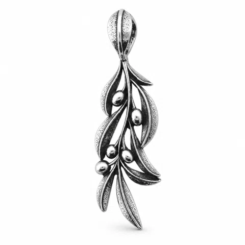 Oxidized Sterling Silver Olive Leaf Pendant: Greek Mythology Peace Symbol Necklace