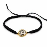 Spiral Macrame Bracelet Oxidized Sterling silver charm on 18K gold filled base. Museum replica