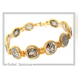 Greek Coins Museum Replicas Beaded Bracelet: 18K Gold-Filled and Oxidized Sterling Silver