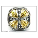 Byzantine Cross Statement Ring: Sterling Silver, 18K Gold Filled, Greek Orthodox Religious Ring