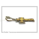Byzantine Cross Necklace: 18k Gold Filled Filigree Silver Decoration on Oxidized Sterling Silver base