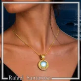 Natural Moonstone Necklace: Ancient Greek style Filigree 18K Gold-Filled Pendant