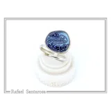 Athena Owl Coin Tetradrachm Ring Museum Replica: Transparent Blue Enamel on Sterling Silver Coin
