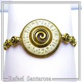 Ancient Greek Prayer to Sun Sculptured on Marble: 18K Gold Filled Silver Spiral Bracelet