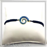 Blue Enamel Spiral Eternity Symbol Macrame Cord Charm Bracelet: 18K Gold Filled Sterling Silver