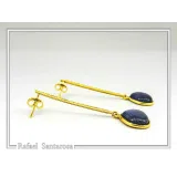 Sea Rock Drop Earrings: Sea Blue Enamel on Gold-Filled Sterling Silver