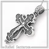 Byzantine Cyrillic Prayer Cross Locket Necklace: Russian Type Sterling Silver Reliquary Cross Pendant