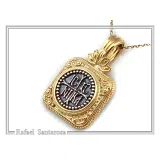 ICXC NIKA Christogram Byzantine prayer Necklace: Oxidized Sterling Silver and Gold filled Pendant