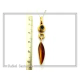 Olive Leaf Dangle Necklace: Natural Garnet and Enamel Floral Sterling Silver 18K Gold Filled