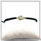 Spiral Macrame Bracelet Oxidized Sterling silver charm on 18K gold filled base. Museum replica