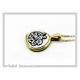 St George Killing Dragon Necklace Byzantine Talisman: Sterling Silver Oxidised & 18K Gold-Filled