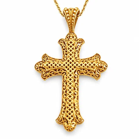 Byzantine Filigree Cross sterling silver 18K Gold filled Byzantine Museum Inspired