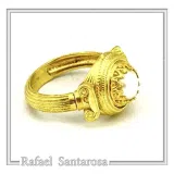 Ancient Greek Temple Ionic Column Natural Pearl Ring 18K Gold-Filled Sterling Silver, Museum Inspired