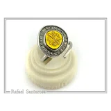 Jesus Christ Victorious ICXC NIKA Byzantine Talisman Adjustable Ring: 18K Gold & Oxidized Sterling Silver
