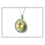 18k Gold Chi Ro Christogram on Oxidized Sterling Silver Pendant: Byzantine prayer inscription Talisman