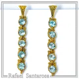 Sky Blue Topaz Vintage Drop Dangle Earrings, 18K Gold Filled Silver, Bridal Jewelry Gift