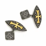 Knights Order of Malta Cross Cufflinks. Johne's order Replica: 18K Gold Filled & Oxidized Silver