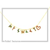 Personalized Names and Words Necklace: 18k Gold Filled Sterling Silver Enamel Colored Charm