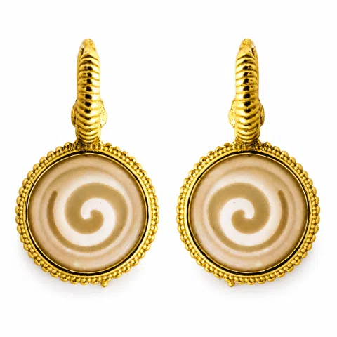Greek Spiral Marble Engraved Earrings: 18K Gold-Filled Sterling Silver Greek Museum Replica