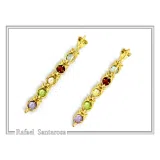 Byzantine Filigree Multi Gemstone Dangle Beaded Earrings: 18k Gold-Filled Sterling Silver