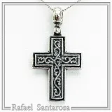 Oxidized Sterling Silver Men Cross Pendant: Byzantine Design Christian Necklace