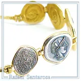 Beaded Museum Greek Coins Bracelet: Oxidised and 18K Gold Filled Sterling Silver replicas