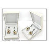 Natural Red Garnet Byzantine style Earrings: Oxidized & 18K Gold-Filled Sterling Silver,