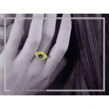 Natural Lapis Lazuli Greek Museum Ring: Handmade Filigree antefix 18K Gold-Filled Sterling Silver