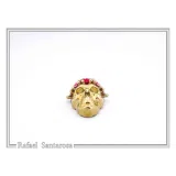 Skull With Rose Flowers Wreath Gothic Necklace: Sterling Silver 18K Gold Filled Pendant
